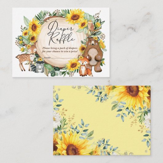 Carte D'accompagnement Forêt de tournesol Bois Animaux Plongeurs Raffin (Devant / Derrière)