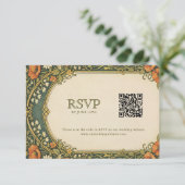 Carte D'accompagnement Forêt Enchantée Art Nouveau RSVP avec QR Code (Debout devant)