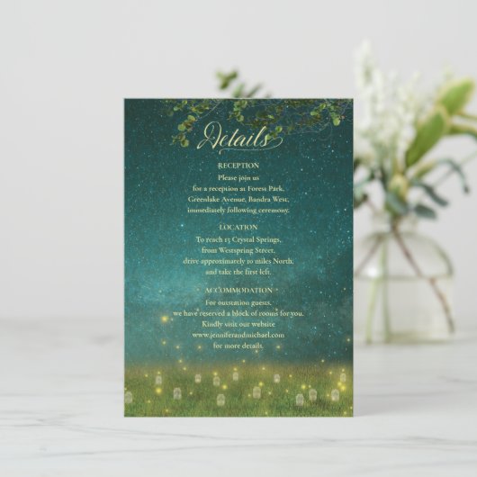 Carte D'accompagnement Forêt enchantée Mason Jar Mariage rustique (Debout devant)