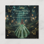 Carte D'accompagnement Forêt enchantée vert émeraude Quinceañera QR RSVP (Dos)