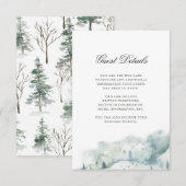 Carte D'accompagnement Forêt hivernale | Détails des invités de mariage (Devant / Derrière)