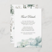 Carte D'accompagnement Forêt hivernale | Détails pour les invités du mari (Devant / Derrière)
