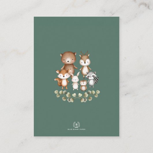 Carte D'accompagnement Forêt mignonne Bois Animaux Végétation Feuillards (Dos)