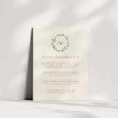 Carte D'accompagnement Forêt | Monogram Wreath Mariage Détails de l'invit