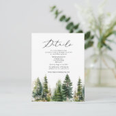 Carte D'accompagnement Forêt pin'arbre élégant mariage hiver (Debout devant)