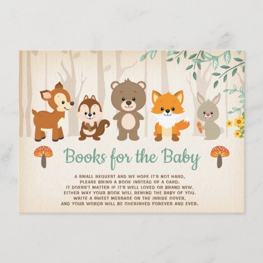 Carte D'accompagnement Forêt rustique Bébé Animaux Apportez un livre (Devant)