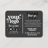 Carte D'accompagnement Forfait de Merci d'affaires de luxe en noir modifi (Dos)