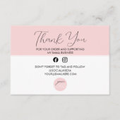 Carte D'accompagnement Forfait Elegant Pink Merci Business (Devant)