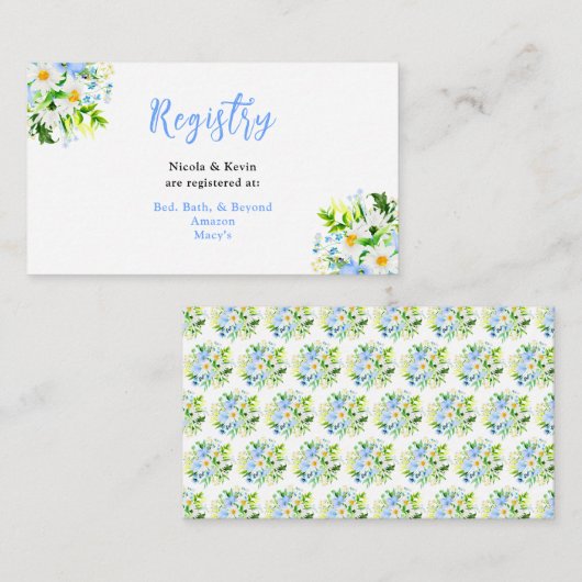 Carte D'accompagnement Forget-Me-Nots and Daisies Wedding Registry (Devant / Derrière)