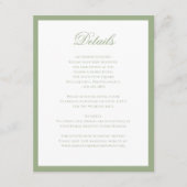 Carte D'accompagnement Formal Classic Sage Green Script Wedding Details (Devant)