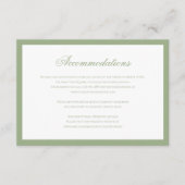 Carte D'accompagnement Formal Classic Sage Green Wedding Accommodation (Devant)