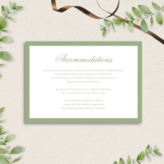 Carte D'accompagnement Formal Classic Sage Green Wedding Accommodation