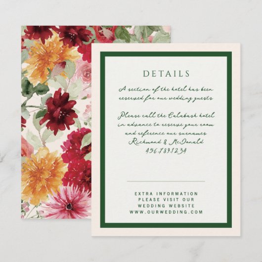 Carte D'accompagnement Formal Florals Sage Green Garden Wedding (Devant / Derrière)
