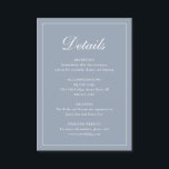 Carte D'accompagnement Formel traditionnel élégant Dusty Mariage bleu<br><div class="desc">Carte de boîtier mariage bleu poussiéreux de style traditionnel avec un design simple avec "Détails" dans une calligraphie élégante à l'intérieur d'une mince bordure. Le modèle vous permet de partager des informations importantes sur votre journée spéciale. Ce design classique est parfait pour un mariage formel.</div>