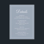 Carte D'accompagnement Formel traditionnel élégant Dusty Mariage bleu<br><div class="desc">Carte de boîtier mariage bleu poussiéreux de style traditionnel avec un design simple avec "Détails" dans une calligraphie élégante à l'intérieur d'une mince bordure. Le modèle vous permet de partager des informations importantes sur votre journée spéciale. Ce design classique est parfait pour un mariage formel.</div>