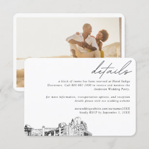 Carte D'accompagnement Fort Worth Mariage Hotel Détails du bloc de chambr