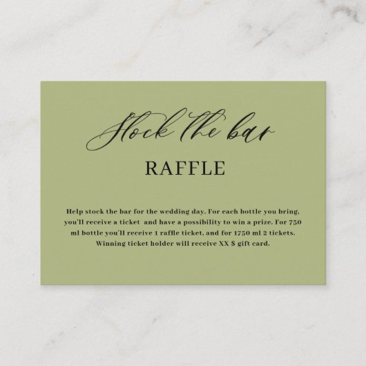 Carte D'accompagnement Fournitures de mariage Olive Verte Script (Devant)