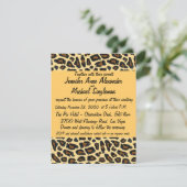 Carte D'accompagnement Fourrure de léopard  Mariage contemporain (Debout devant)