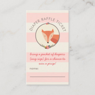 Carte D'accompagnement Fox Girl Baby shower Jeux Diaper Raffle Ticket