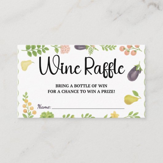 Carte D'accompagnement Fraîche Du Marché Fête des mariées Au Raffle De Vi (Devant)