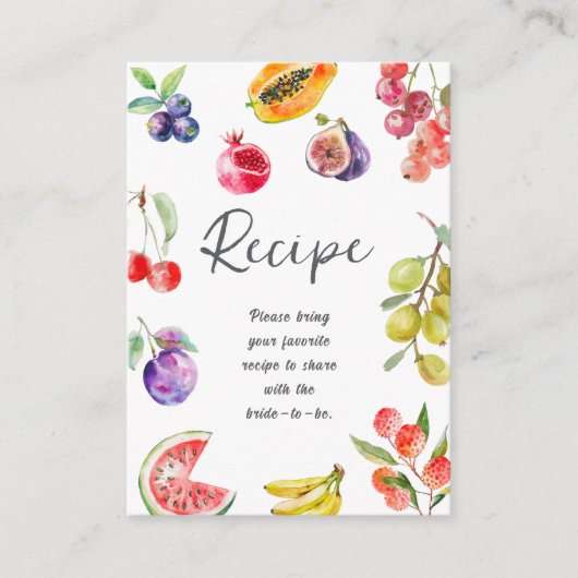 Carte D'accompagnement Fraîche Du Marché Fête des mariées Fruits Recette (Devant)