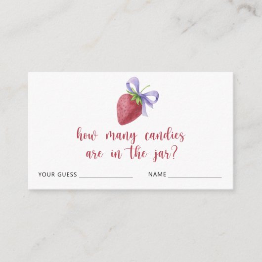 Carte D'accompagnement fraise et arc Devinez combien de bonbons jeu (Devant)