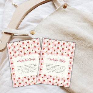 Carte D'accompagnement Fraise rose En vichy Livres Pour Baby shower