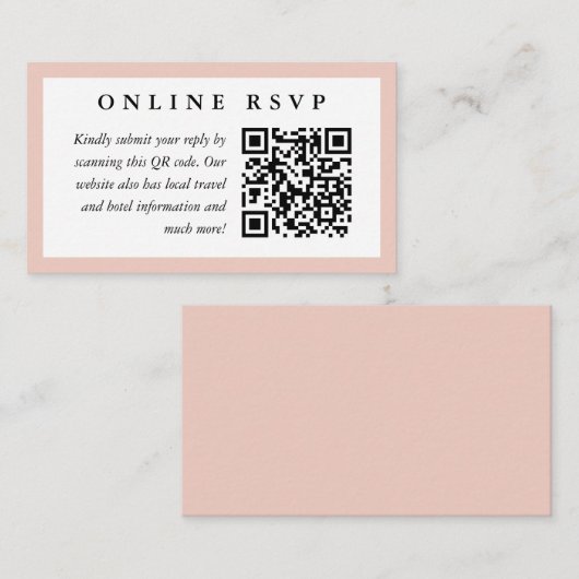 Carte D'accompagnement Frame Blush en ligne Mariage RSVP avec code QR (Devant / Derrière)