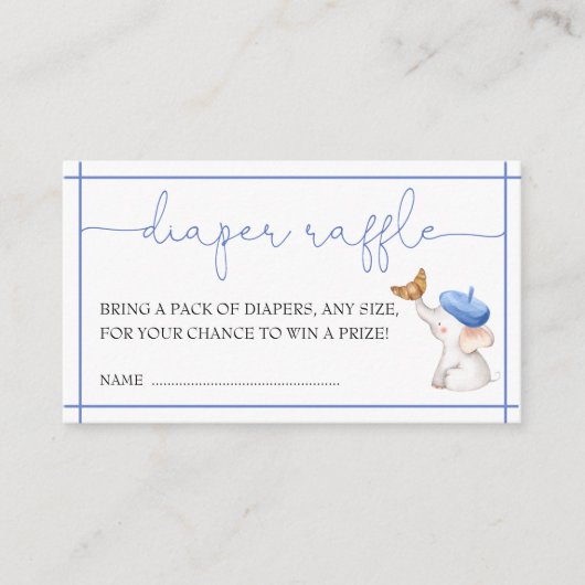 Carte D'accompagnement Français Bonjour Bebe Blue Boy Diaper Raffle (Devant)