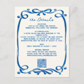 Carte D'accompagnement French Blue Whimsical Hand Drawn Ribbon Wedding (Devant)