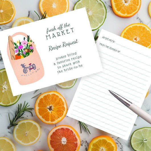 Carte D'accompagnement FRESH OFF THE MARKET Bridal Shower Recipe Request