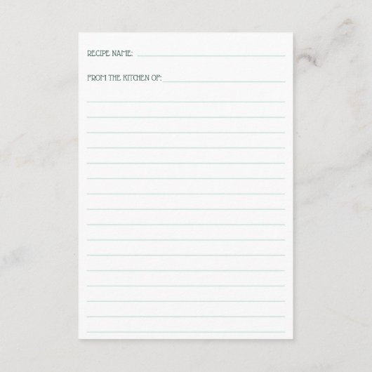 Carte D'accompagnement FRESH OFF THE MARKET Bridal Shower Recipe Request (Dos)