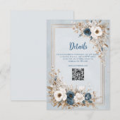 Carte D'accompagnement Frosted Bloom Dusty Blue and Gold Wedding (Devant / Derrière)