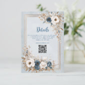 Carte D'accompagnement Frosted Bloom Dusty Blue and Gold Wedding (Debout devant)