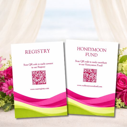 Carte D'accompagnement Fuchsia and Lime Green Registry & Honeymoon Fund