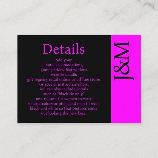 Carte D'accompagnement Fuchsia Hot Pink Magenta Enclosure Details Card (Devant)