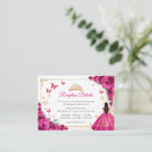 Carte D'accompagnement Fuchsia Pink Gold Quinceanera Reception Details (Debout devant)