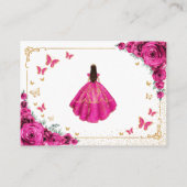 Carte D'accompagnement Fuchsia Pink Gold Quinceanera Reception Details (Dos)