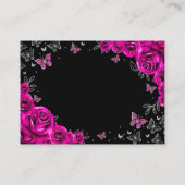 Carte D'accompagnement Fuchsia Pink Silver Quinceanera Reception Details (Dos)