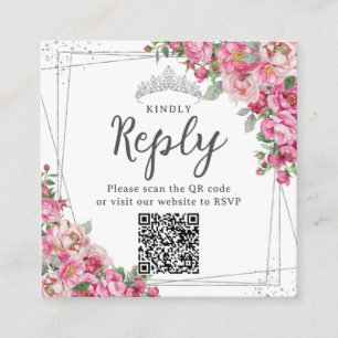 Carte D'accompagnement Fuchsia rose Quinceanera Sweet 16 RSVP QR