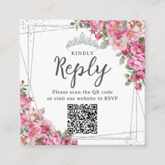 Carte D'accompagnement Fuchsia rose Quinceanera Sweet 16 RSVP QR
