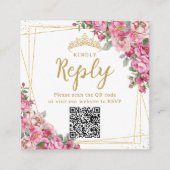 Carte D'accompagnement Fuchsia rose Quinceanera Sweet 16 RSVP QR (Devant)