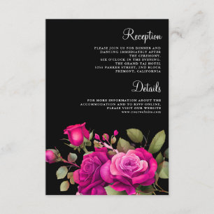 Carte D'accompagnement Fuchsia Roses Rose Chaude Mariage Détails Noirs