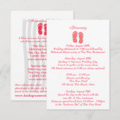 Carte D'accompagnement Fun Beach Flip Flops Mariage rose Intinéraire (Devant / Derrière)