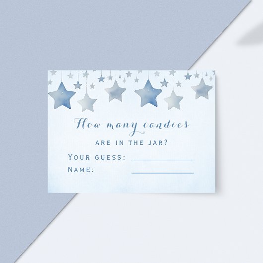 Carte D'accompagnement Fun Blue Candy Guesser Baby shower Étoiles de jeu