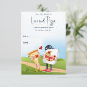 Carte D'accompagnement Funny Fête des mariées de pizza (Debout devant)