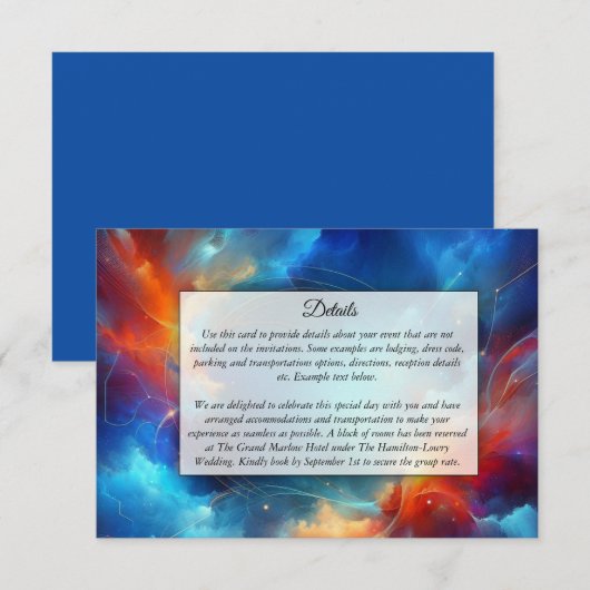 Carte D'accompagnement Fusion Starlight de Feu et de Glace Mariage (Devant / Derrière)