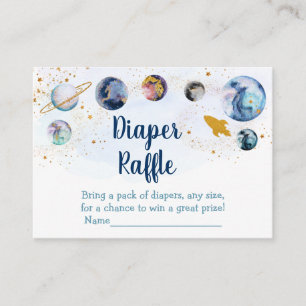 Carte D'accompagnement Galaxy Blue Gold Space Baby shower Diaper Raffle