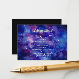 Carte D'accompagnement Galaxy Détails du Mariage Aquarelle Nuit étoilée