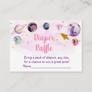 Carte D'accompagnement Galaxy Pink Gold Space Baby shower Diaper Raffle